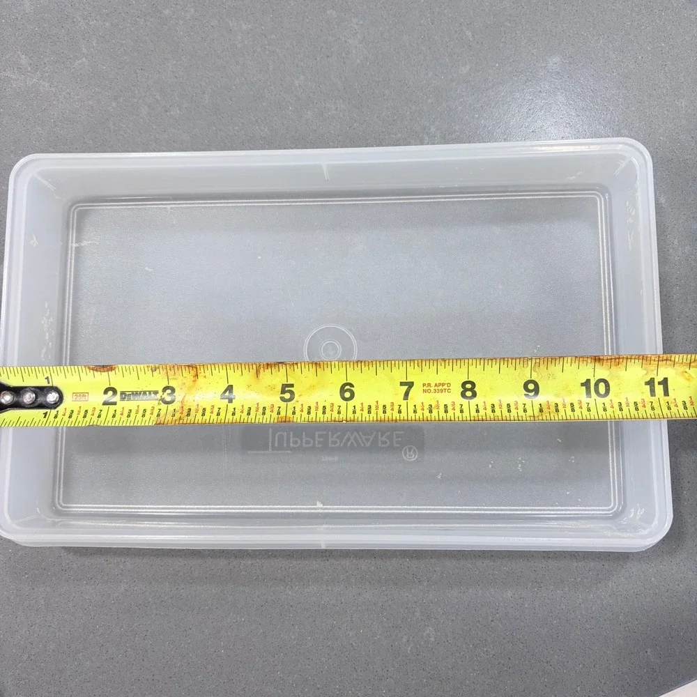 VNTG 11x7 Tupperware Storage Container Clear Frosted Base Turquoise  Lid